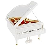 JJQHYC Music Box White Grand Piano Music Box Decoration Classy Clockwork Music Box Gift for Christmas, Birthday