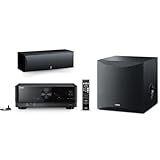 Yamaha RX-V4A 5.2-Channel AV Receiver + NS-SW050BL 8" 100W Powered Subwoofer + NS-C210BL Center Channel Speaker (Black) Bundle