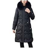 ANHATUIV Puffer Jackets Women Longline Quilted Coat with Hood Padded Jacket Thicken Long Puffer Coat Jacket Warm Quilted Padded Slim Down Outerwear Snow Maxi Puffer Coat Wear Lady Long Parka Jacket-