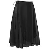 zffriction Women Ballet Skirt Long Sheer Dance Wrap Skirts Chiffon Skirts with Adjustable Waist Tie for Adult Girls (UK, Alpha, One Size, Regular, Regular, Black)