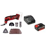 Einhell Power X-Change Cordless Multi Tool with Battery and Charger - 18V Oscillating Multi-Use Cutting and Sanding Tool for Wood, Plastic, Metal - TC-MG 18 Li Set with Accessories