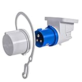 BITS4REASONS Maypole Caravan Inlet Socket with Cap - 230V 16A. Caravan Plug Adapter Exterior Socket with Waterproof Socket Cover. Caravan Trailer Accessories & Motorhome Accessories.