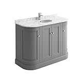 Rowan 1200mm Light Grey Floor Standing Vanity Unit | Marble Top & Ceramic Basin | Bathroom Storage | Soft Close Doors | Traditional Style Vanity Unit