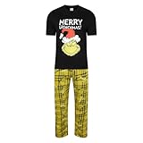 Ex UK Store Mens The Grinch Christmas Pyjamas PJ Set Night Wear Xmas M-XXL Black/Check New (Blk/Yell - L)