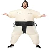 Inflatable Sumo Wrestler Suit Costume for Adult Blow up Halloween Costume Party Fat Suit Fancy Families Member Game (Black Sumo)