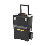 STANLEY Mobile Work Centre Toolbox, 2-in-1 Rolling Workshop with Stackable Units, Removable Toolbox, and Swivel Storage Carousel, 1-93-968