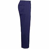 MyShoeStore Men's Rugby Trousers Poly Cotton Straight Leg with Elasticated Waist, Belt Loops and Zip Fly, Navy Blue, 42W/31L
