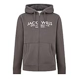 Jack Wills Mens Graphic Zip Hoodie Long Sleeve Cotton Slate L