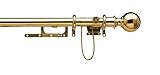 Harrison Drape Finale Corded Curtain Pole, Extendable Pole, Plain Ball finial, Colour Polished Brass (76-122cm)