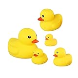Bath Duck Toys 5 Pcs Rubber Duck Family Squeak Ducks Decorations Party Favors Baby Shower Toy for Toddlers Boys Girls