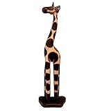 My Family House Wooden Giraffe Ornament Hand Carved Safari Jungle Themed African Fair Trade Animal 40cm