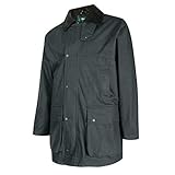 Hoggs of Fife Woodsman Waxed Jacket Olive - 100% 330gsm single fold cotton shell, Corduroy collar, knitted storm cuffs
