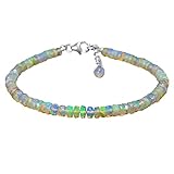 GEMKORA Ethiopian Opal Bracelet, Natural Gemstone and Crystals, Healing Opal, Beads Jewelry, Chakra Beads, 925 Sterling Silver 8 inch, Gift Jewelry