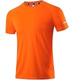 1 Pack Workout Shirts for Men - Activewear Tops Gym Shirts Dry Fit Mesh Moisture Wicking Running Fitness Short Sleeve Crewneck Sports Athletic Orange-S