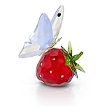Swarovski Idyllia Butterfly and Strawberry Figurine, Multicoloured Crystals with Lacquered Metal Accents, Part of the Idyllia Collection