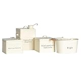 Harbour Housewares Kitchen Utility Canisters - 4pc - Cream - Steel Vintage Industrial Under Sink Storage Caddy Cupboard Organiser for Laundry Powder, Washing Tablets, Dishwasher Tablets and Pegs