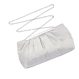 Zercart Women Envelope Clutch Bag Pleated Satin Evening Handbag Evening Clutch Bags Elegant Satin Shoulder Bags with Detachable Chain Strap for Wedding Party Prom Bridal