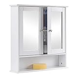 Taylor & Brown Maine White Double Mirrored Door Bathroom Cabinet with Storage Shelf Bathroom Home Furniture Decorative Stylish Design