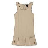 French Toast Girls' Pleated Ribbon Bow Jumper Dress, Khaki, 10