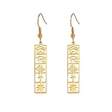 Egyptian Earrings for Women Stainless Steel Dangle Drop Earrings Ankh Cross Eye of Horus Earrings Egypt Pyramid Amulet Jewelry Gifts (Ankh-Gold)