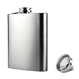 Hip Flask with Funnel, 4 oz Stainless Steel Whiskey Flask 100% Leak Proof, Portable Pocket Hip Flask for Liquor for Men