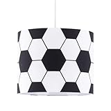 firstchoicelighting Black and White Football Fabric Easy Fit Ceiling Pendant Shade, Boys Kids Bedroom Lightshade, Diameter 25cm