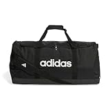 adidas Unisex Essentials Linear Duffel Bag, Black/Black/White, L