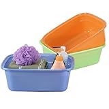 Zopnny Set of 3 Washing Up Bowl for Sink, Plastic Sink Bowls, Wash Up Basin Bowl for Kitchen Sinks (Orange, Blue and Green)