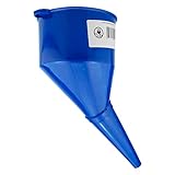 Angled Fuel Funnel with fine mesh filter and handle,for petrol diesel oil ad-blue water screen wash (Blue)