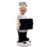 KiaoTime Chef Figurine Kitchen Decor with Chalkboard, Cook Chef Holding Sign Board Sculpture Chef Statue for Countertop, Cabinet, Cupboard Decoration for Home Kitchen Cook Restaurant Décor