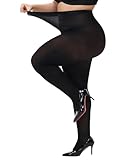 HeyUU Plus Size Tights for Women High Waist Stockings Semi Opaque Women’s Panyhose with Super Comfort and Elasticity Black-2XL