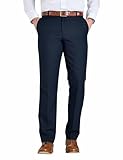 Farah Men's 4 Way Stretch Trousers Classic Flat Front, Moisture Wicking & Soft Touch Navy 34W / 31L