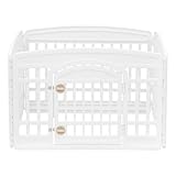 Iris Ohyama, Playpen, Puppy pen, Enclosure with 4 panels and 1 lockable plastic door , L91.5 x W91.5 x H60cm , Unit , Foldable, BPA-free, indoors/outdoors , CI-604E, For Dogs, Rabbits , White/Beige