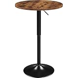 Yaheetech Round Bar Table for Cocktail Bar Home Bar Pub Coffee Tea Dining Bistro Table, Rustic Brown