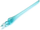 Clockjuan Vintage Glass Dip Dipping Pen Filling Ink Signature Calligraphy Fountain Pens Handmade Glass Dip Pen Art Painting Supplies Pens & Refills(Peacock Blue)