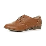 AJVANI Flat Low Heel lace up Smart Vintage Oxford Shoes Brogues Size 5 38