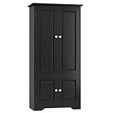 FOREHILL Kitchen Cupboard Tall Storage Cabinet White Sideboard Free Standing Kitchen Storage Unit with 4 Doors Adjustable Shelves 58.2x31.5x123cm