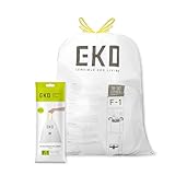 EKO 18-30 Litre Drawstring Bin Bags, Heavy Duty Kitchen Bin Liners for Multi Compartment Bins, Leakproof and Tear-Resistant for Waste & Recycling, Unscented Food Waste Bags, 20 Count, Code F-1, White
