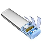 VAYDEER 7 Day Metal Pill Organiser – Weekly Moisture-Proof Pill Box with Desiccant, BPA-Free, Portable Travel Pill Case for Vitamins & Tablets (Silver, Small Once Daily)