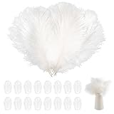 20 pcs Ostrich Feathers, Natural Feathers Plume, 8-10 Inch Craft Feathers, White Ostrich Feathers Large for Wedding Party Home Table Decoration DIY Crafts
