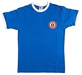 Rangers Retro Football T Shirt Embroidered Logo Royal/White