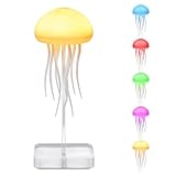 Jellyfish Lamp, Voice Control Jellyfish Lamp with Dancing Legs, RGB Gradient Jellyfish Bedside Lamp, Rechargeable Jellyfish Table Lamp with Touch Sensor, Christmas Gifts (Hanging + Base)