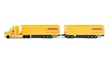 Siku 1806, Freightliner DHL Road Train, Tractor with Trailer and Trailer, 1:87, Metal/Plastic, Yellow, Detachable Trailer, Opening Trailer Doors