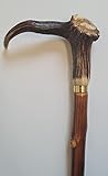 Linden Leisure Stag Horn Coronet Handle on a Chestnut Hiking Stave Pole Staff Walking Stick