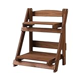 Spizummp Wooden Folding Flower Pot Stand - 2 Tier Ladder Plant Stand, Step Style Desktop Shelf Organizer, Wood Display Shelf Decorative Storage Rack For Indoor - Coffee