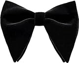 Archic Men's Black Velvet Bow Tie Oversized Pre-Tied Solid Color Tuxedo Big Bowtie