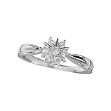 SISGEM 0.10ct Diamond Ring for Engagement, 9 ct White Gold Cluster Diamond Engagement Ring for Her, G, SI2, Personalised Wedding Ring, for Women Ladies Engagement Wedding