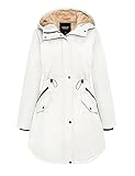 Orolay Women's Thickened Parka Coat Windproof Fleece Lined Hooded Jacket Outdoor Winter Coat with Pockets Beige XL