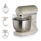Ariete Vintage 8803 Stand Mixer Food Processor, 1200W, 5.5 Litre Stainless Steel Bowl, Planetary Motion, 7 Speeds + Pulse, Anti Splash Cover, Cream