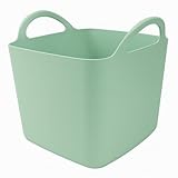 Heavy Duty Plastic Flexi Tub Home Garden Flexible Storage Bucket Laundry Toys Kitchen Bucket, Rubble Container, 2-Handled Recycled Tub (9L- Mint Green Flexi Tub Square)